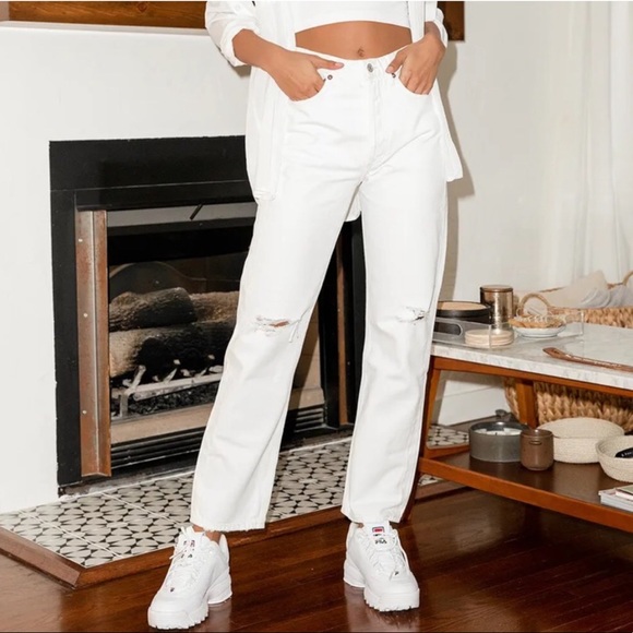 Agolde Denim - AGOLDE 90s DISTRESSED JEANS IN WHITE